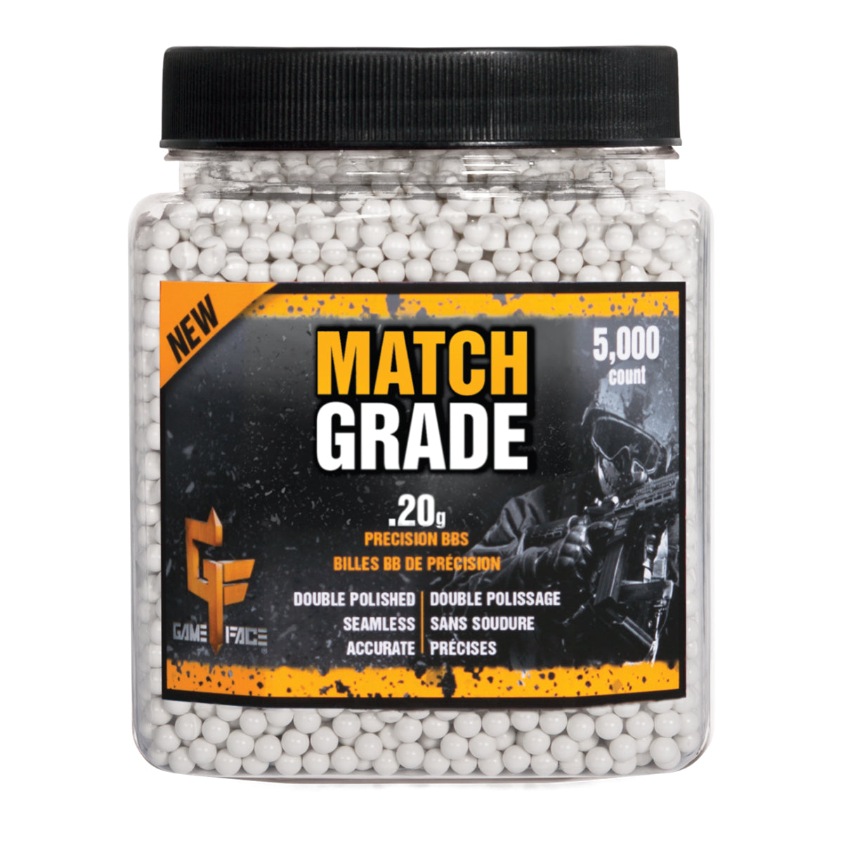 Munición Airsoft Match Grade Game Face Cal. 6 mm con 5000 unidades